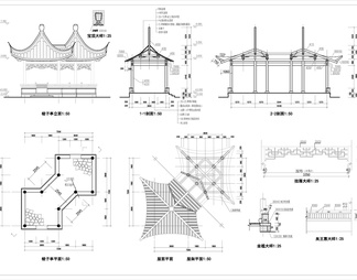 四角亭CAD建筑图纸