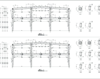 工厂21米厂房建筑结构cad图