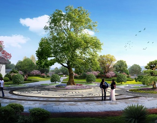 公园景观效果图psd下载【id:1785041】