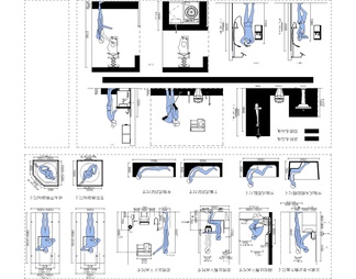 卫生间人体工程学尺寸CAD图库