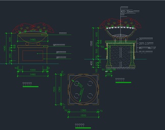 168套花坛花钵树池种植池CAD施工图