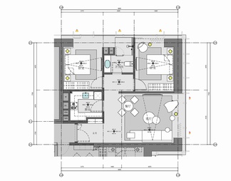 6套公寓平层样板房平立面施工图 家装 样板房 公寓 私宅