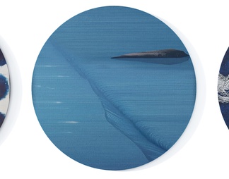 深蓝色抽象图案圆形地毯