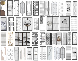 屏风隔断 隔断 屏风 金属格栅 窗花窗格 镂空雕花 镂花窗 格栅