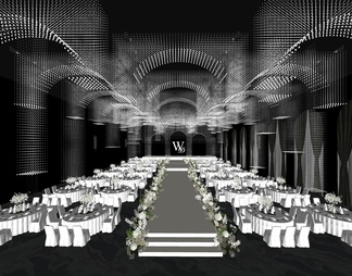 白色水晶灯主题婚礼宴会厅