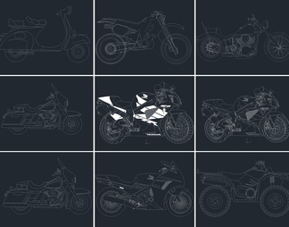 50款高质量摩托车电动车自行车CAD图纸