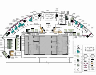 500㎡办公室施工图 办公空间 开敞办公 会议室