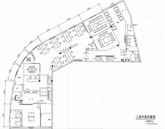 1200㎡办公室施工图 办公空间 开敞办公 会议室 办公楼 经理办公室