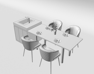 餐桌，岛台，吧台，吧台椅组合