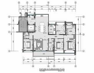 160㎡四居室家装样板间室内施工图 家装 私宅 平层 四居室 样板间