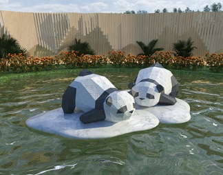 创意熊猫雕塑美陈