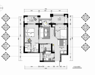 90㎡家装两居室平层室内施工图 家装 私宅 平层 样板间 两居室