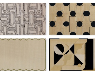 咖色几何抽象地毯组合