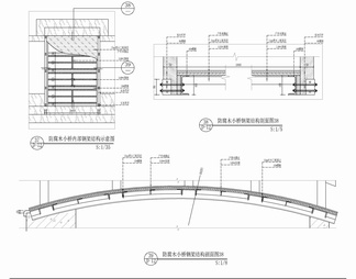 室内小桥流水池小景观施工详图 户外木钢架桥 水池 室内景观 室内水景