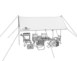 露营帐篷 户外露营桌椅组合 折叠桌椅 水果食物
