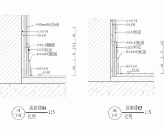 踢脚线与各类墙面装饰收口详图 实木踢脚 不锈钢踢脚 收口 墙面剖面