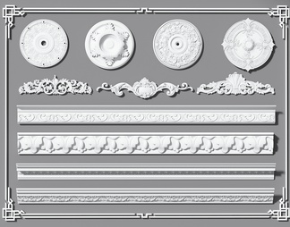 石膏线 灯盘 雕花 角花 雕花线条 角线 装饰线条 圆盘 灯座