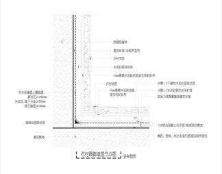 墙地面湿贴石材及防水 节点