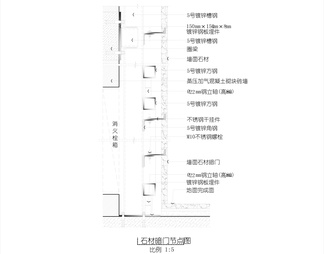 干挂石材消火栓暗门 节点