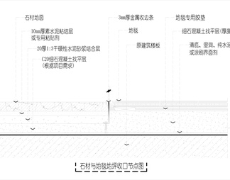 石材地坪与卷材地毯交接收口 节点