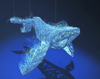 鲸鱼雕塑装置 装饰美陈 吊灯 展厅