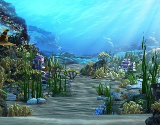 海底世界 鱼珊瑚海马海草水生动物水生植物