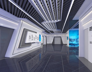 科技展厅 滑轨魔屏 LED拼接大屏 三折屏