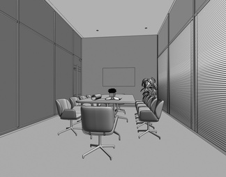 办公洽谈室，接待室，小会议室，办公玻璃高隔，百叶玻璃隔断墙，洽谈桌椅