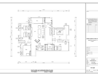 家装施工图（3室2厅1卫）