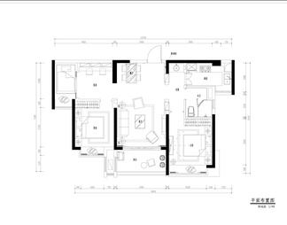 家装施工图（3室2厅1卫）