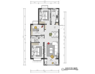 85㎡三居室家装室内施工图 家装 私宅 平层 样板房