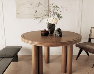 实木，圆桌，餐桌