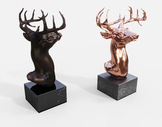 金属鹿头雕塑