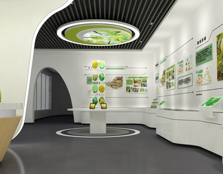 绿色特产专卖店 产品展示台 产品柜 互动触摸一体机