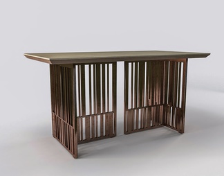 实木金属四人餐桌