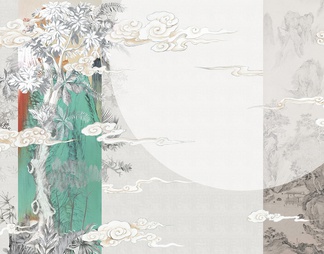 中式壁纸壁画贴图 (3)