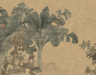 中式写意壁画壁纸贴图