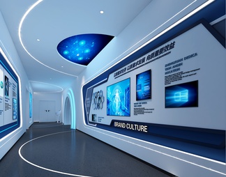时尚科技展厅 电子科技展厅 展厅 背景造型 线灯