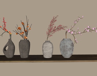 陶瓷，器皿，干枝花，摆件