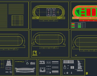 24套羽毛球场 运动场 体育馆CAD施工图