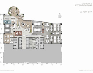 三层办公室施工图  办公楼 开敞办公 办公空间