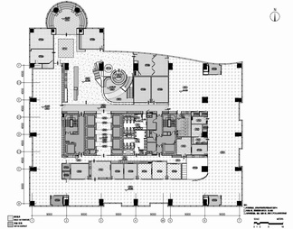 三层办公室施工图  办公楼 开敞办公 办公空间