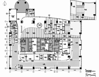 三层办公室施工图  办公楼 开敞办公 办公空间