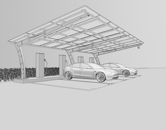 新能源车棚 充电桩 停车场