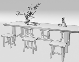 休闲桌 原木桌子 实木茶桌椅组合 岩板泡茶桌 矮凳 茶盘茶具 烧水壶(2018)
