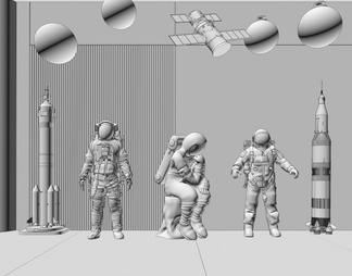 太空人雕塑 太空服 太空人 太空火箭 太空飞船 星球 火星 木星 装饰吊灯 太空人装饰摆件