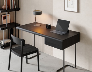 书桌椅组合 办公桌 写字台 桌子 饰品 摆件