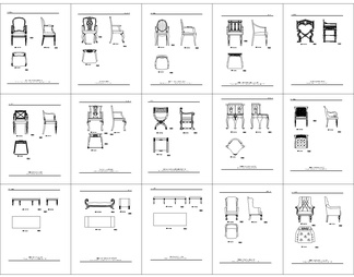 家具三视图CAD图库