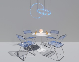 亚克力桌椅组合 亚克力吊灯灯 休闲桌椅组合 餐桌椅组合 月球灯