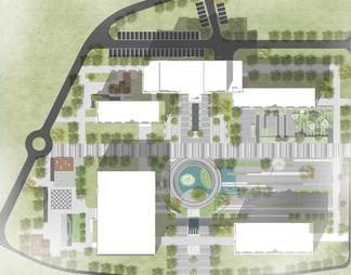 校园广场景观平面方案含彩平 施工图